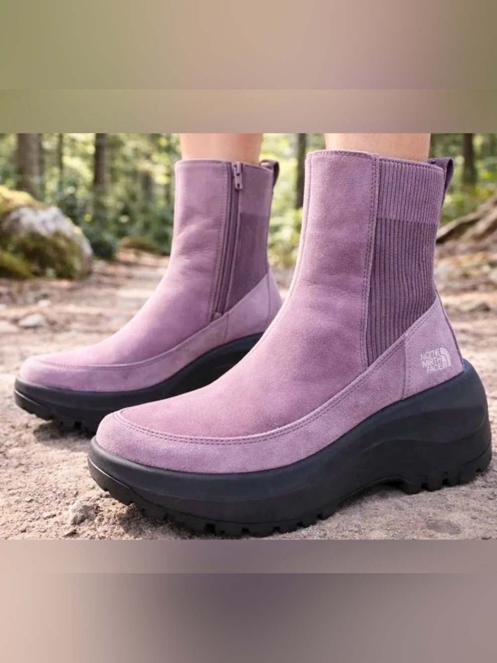The North Face Women's Halseigh Lavender Suede Platform Ankle Boots